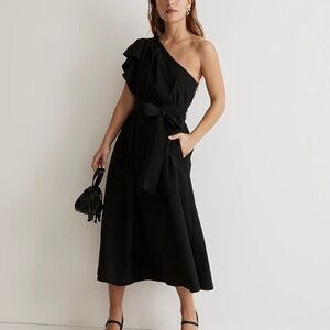 Madewell Black One-Shoulder Dress with Bow